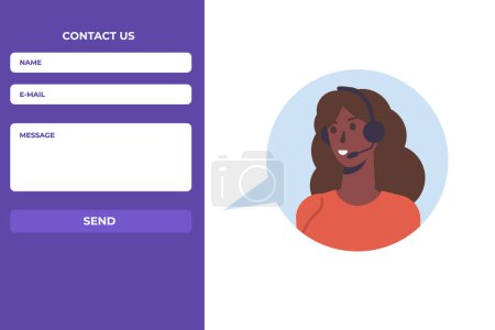Illustration for Contact us landing page template. Vector illustration. - Royalty Free Image