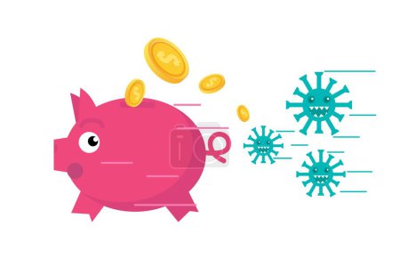 Illustration for Losse money concept, coronavirus pandemic global impact. World financial crisis. Vector illustration. - Royalty Free Image