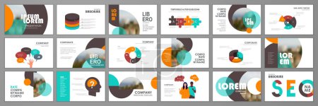 Illustration for Blue and orange abstract presentation slide templates. Infographic elements template  set for web, print, annual report brochure, business flyer leaflet marketing and advertising template. Vector Illustration - Royalty Free Image