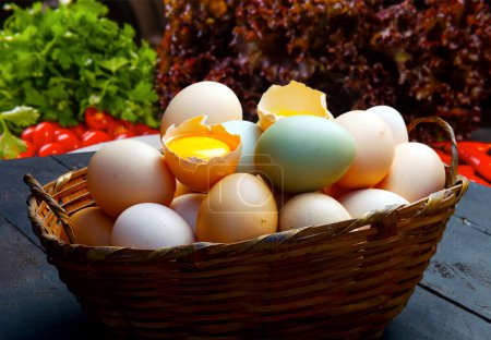 Photo for Farm egg basket food - Royalty Free Image