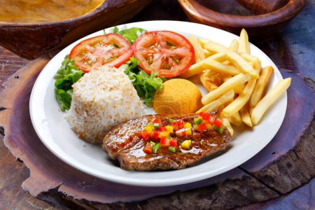 Photo for Picanha potato with rice food - Royalty Free Image