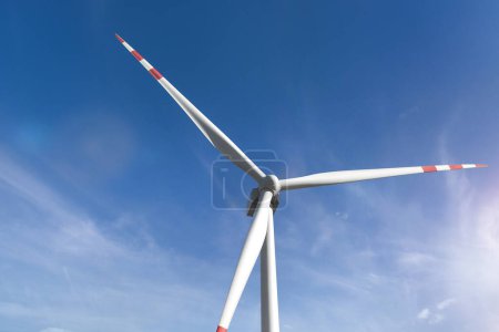 Foto de Energía alternativa natural - Molino eólico de turbinas eólicas que produce electricidad en un espacio de copyspace de día soleado - Imagen libre de derechos