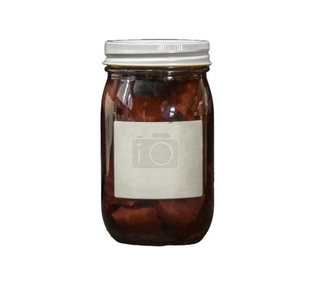 Foto de Amish Canned Red Beets in a Jar, with a Blank White Label with out a Background - Imagen libre de derechos