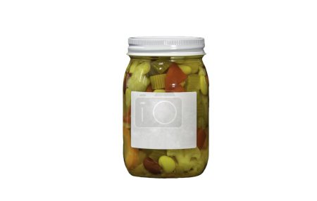 Foto de Amish Canned Chow Chow in a Jar, with a Blank White Label with out a Background - Imagen libre de derechos