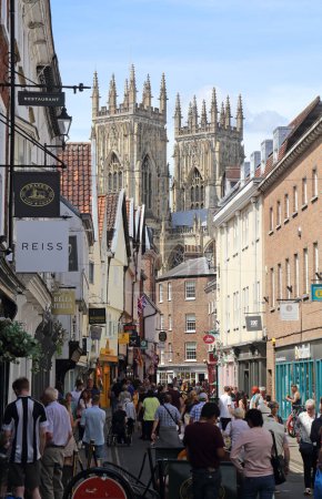 Photo for York, United Kingdom - June 21, 2022: York cathedral and tourists in York, UK on June 21, 2022. - Royalty Free Image