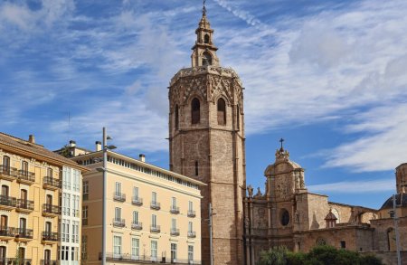 Photo for Church tower and residential buildings in Valencia, Spain - Royalty Free Image