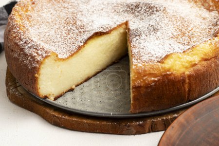 Photo for Migliaccio (semolina and ricotta cake). Traditional Neapolitan dessert. - Royalty Free Image
