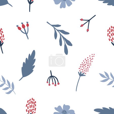 Ilustración de Patrón floral de colores sin costuras con flores silvestres. Fondo floral. Simple estilo escandinavo. Ilustración vectorial - Imagen libre de derechos
