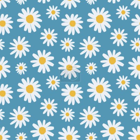Ilustración de Lindo patrón simple sin costuras con flores de manzanilla. Fondo de primavera y verano. Ilustración vectorial - Imagen libre de derechos