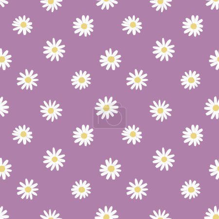 Illustration for Cute simple seamless pattern with chamomile flowers. Spring and summer background. Vector illustration - Royalty Free Image