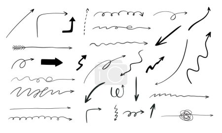 Illustration for Doodle hand drawn arrows set. Vector illustration - Royalty Free Image