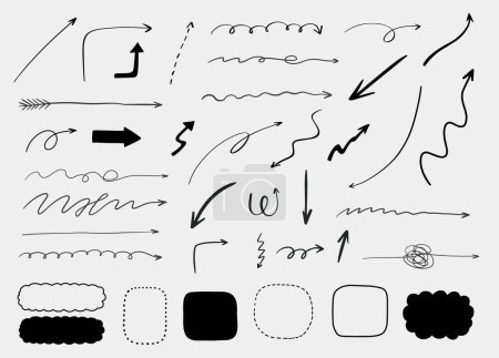 Illustration for Doodle hand drawn arrows and frames set. Vector illustration - Royalty Free Image