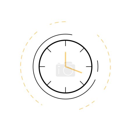Téléchargez les illustrations : Vector outlined illustration of a clock on a white background. Watch icon, clock symbol. Vector icon of a clock representing concept of running time, deadline - en licence libre de droit