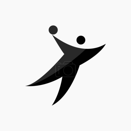 Illustration of a handball player in motion. Vector icon of a handball player performing a jump shot. Flat icon, pictogram. Sports events and competitions. Paris 2024
