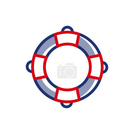 Rettungsring einfaches Vektor-Symbol. Kann in Sicherheitshandbüchern, Schildern und Lehrmaterialien verwendet werden, die sich auf die Sicherheit des Bootsfahrens, das Schwimmen in Flüssen, Seen, Wasserparks und Schwimmbädern beziehen.
