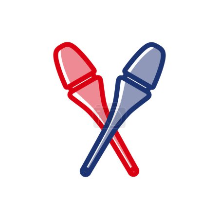 Illustration for A simple rubber clubs icon for rhythmic gymnastics. It's useful in sports equipment stores, gymnastics clubs, fitness apps, and sports event - Royalty Free Image