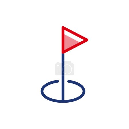 Simple hole icon with golf flag. Useful in golf applications, sports equipment stores, golf courses and golf promotions, sports competitions and events