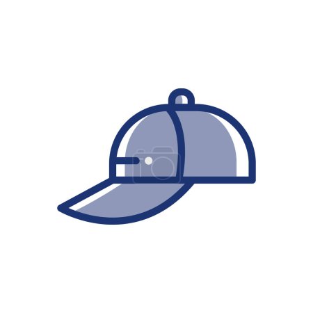Icono vectorial de una gorra de béisbol con visera. Es útil en tiendas de equipos deportivos, equipos de béisbol, marcas de ropa deportiva, medios deportivos y promociones relacionadas con el béisbol.