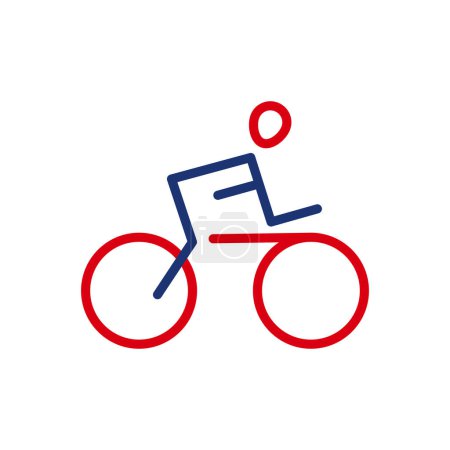 Icono del contorno vectorial de un ciclista que monta en bicicleta. Ilustración de un atleta en bicicleta. Icono plano, pictograma. Eventos y competiciones deportivas