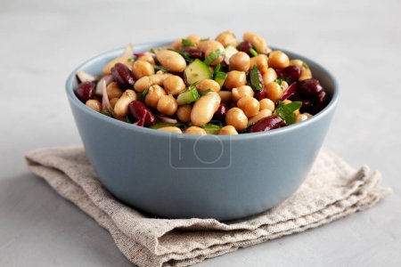 Photo for Homemade Three Bean Salad in a Bowl, side view. - Royalty Free Image