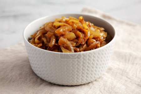 Photo for Organic Caramelized Onions in a Bowl, side view. - Royalty Free Image
