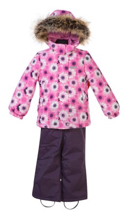 Téléchargez les photos : Vêtements d'hiver pour enfants. Pantalon et veste sur fond blanc - en image libre de droit