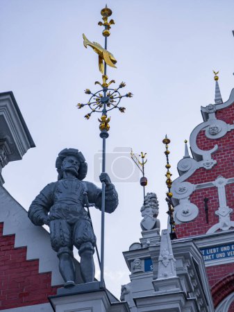 Photo for The statue on the House of the Blackheads in Riga, Latvia. Details of the architecture. - Royalty Free Image