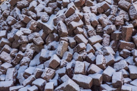Photo for A pile of rocks under the snow. Top view. - Royalty Free Image