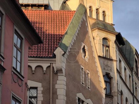 Architecture of Old town of Riga Latvia. Buildings in sunlight.
