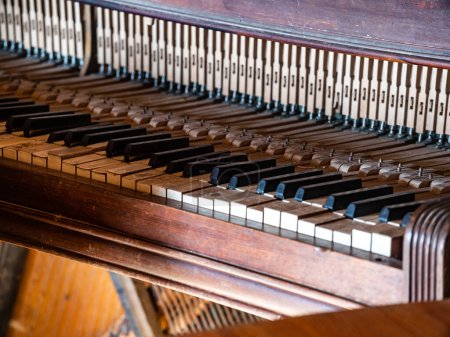 Photo for Close-up of the keys of an old piano. - Royalty Free Image