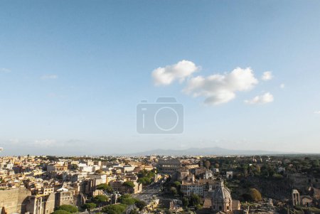 Photo for Historic Rome city skyline from the terrace of the Altare della Patria in Piazza Venezia with the Colosseum,  Rome, Lazio, Italy, Europe - Royalty Free Image