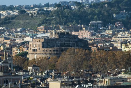 Photo for Historic Rome city skyline from the terrace of the Altare della Patria in Piazza Venezia with Castel S. Angelo,  Rome, Lazio, Italy, Europe - Royalty Free Image