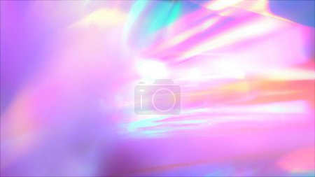 Photo for Iridescent sparkling glow. Led neon purple pink gold glowing. Refraction of rays through a prism. Abstract festive moving background for holiday - Royalty Free Image