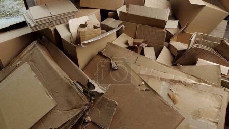 Photo for Paper Waste. Cardboard recycling. Cardboard Moving Boxes for Recycling or Reuse. High quality 4k footage - Royalty Free Image