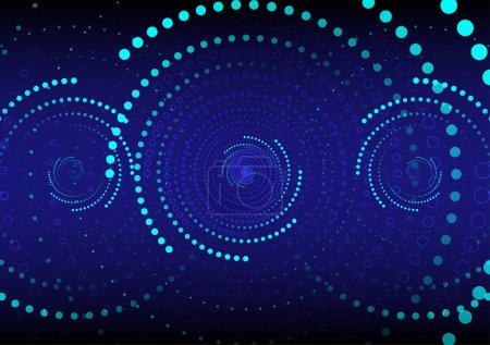 Illustration for Digital spiral networking, blue abstract background internet technology, dot wave signal communication vector - Royalty Free Image
