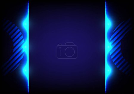 Illustration for Cyberspace digital networking, blue abstract background internet technology, glowing laser wave frame - Royalty Free Image