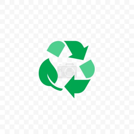 Ilustración de Icono biodegradable reciclable, hoja y flecha etiqueta vectorial para bio paquete orgánico. Sello de paquete libre de plástico, eco seguro reciclable y bio degradable - Imagen libre de derechos