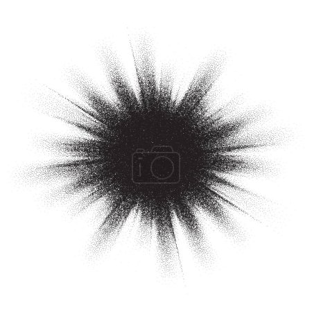 Ilustración de Salpicadura de grano de ruido, puntos puntillosos o spray puntiagudo granulado, explosión de brillo negro vectorial. dispersión de aerosol de ruido granulado con gradiente de punto de explosión de polvo punteado - Imagen libre de derechos