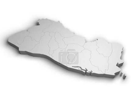 3d El Salvador map illustration white background isolate