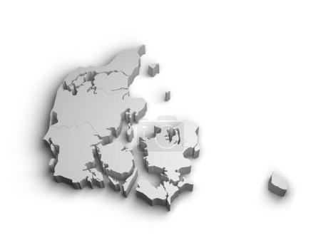 3d Dänemark Kartenillustration weißer Hintergrund isolieren