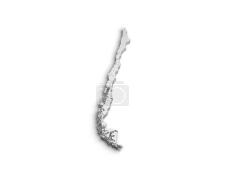 3d Chile Kartenillustration weißer Hintergrund isolieren