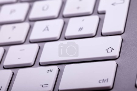 Photo for White aluminum keyboard in close up. Technology and communication - Royalty Free Image