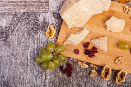 Photo for Healthy food. Differet type of cheese on white wooden background. - Royalty Free Image
