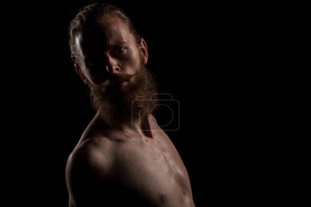 Photo for Portrait of bearded guy in studio photo. Expression and fashion - Royalty Free Image