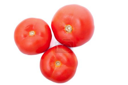 Photo for Three fresh tomatoes isolated over white background. Diet and healthy nutrition - Royalty Free Image
