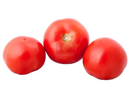 Photo for Three fresh tomatoes isolated over white background - Royalty Free Image