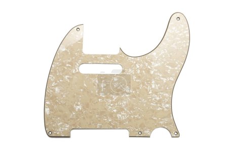 Photo for Vintage mother of pearl pickguard for electric guitar on white background - Royalty Free Image