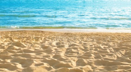Empty sea and sandy beach background with copyspace Poster 627177910