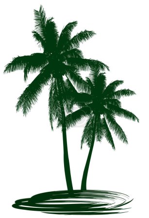 two green coconut trees on white background
