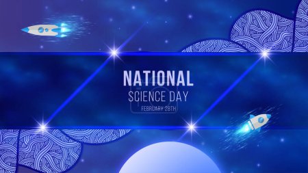 Photo for National Science day blue background design with doodle and space - Royalty Free Image
